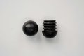 Fusszapfen Ø22mm, schwarz, halbrund, Kunststoff